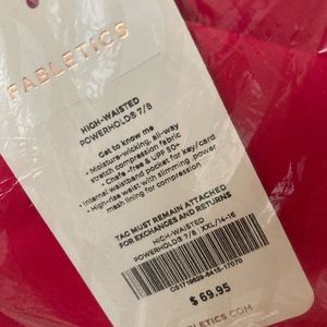 NWT Fabletics 7/8 power hold leggings in Lipstick (hot pink)